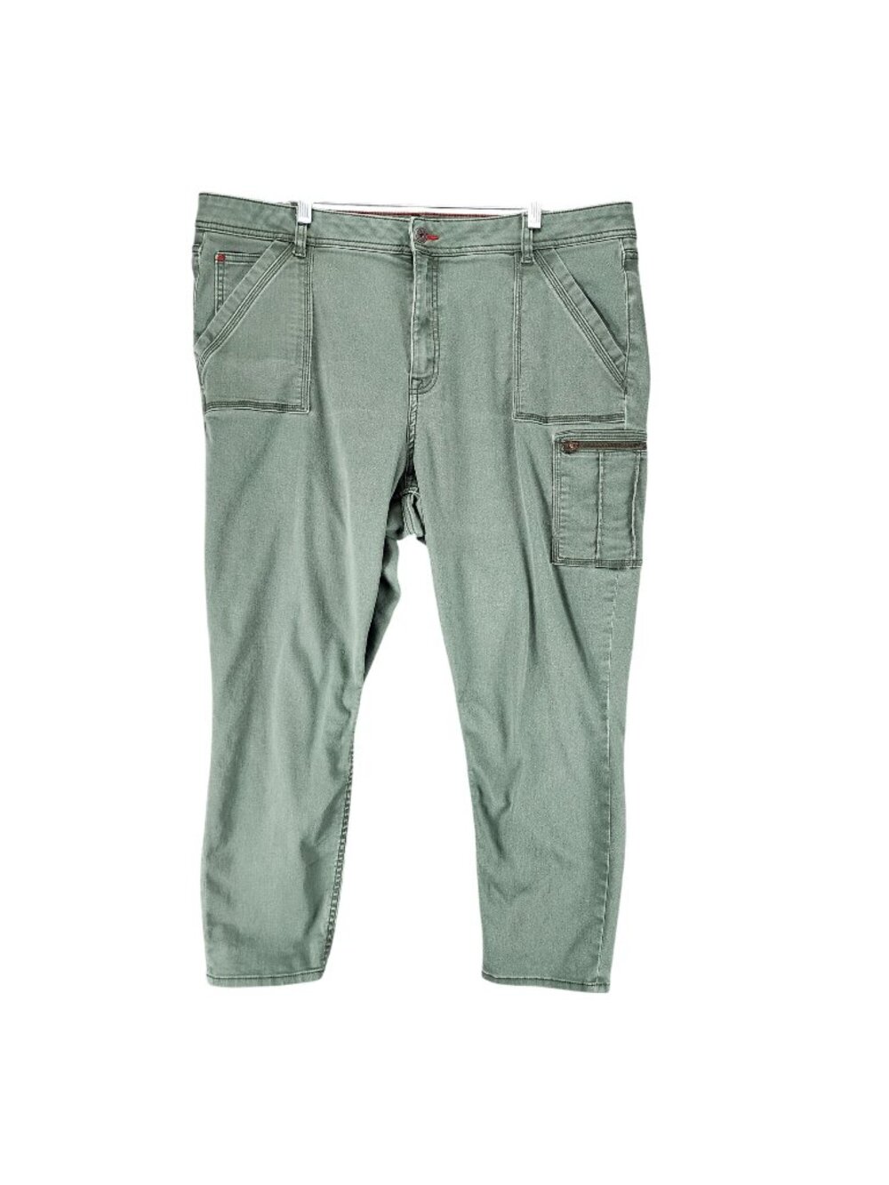 EV1 Jeans Womens 22 Preston Army Green Stretch Denim Skinny Cargo